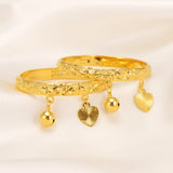 2Pcs Bell Heart Baby Bangle Bracelet Kids Bangles Jewelry