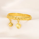 2Pcs Bell Heart Baby Bangle Bracelet Kids Bangles Jewelry