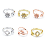 2Pcs Pave Zircon Round Cup Ring Setting Diy Wedding Jewelry Making