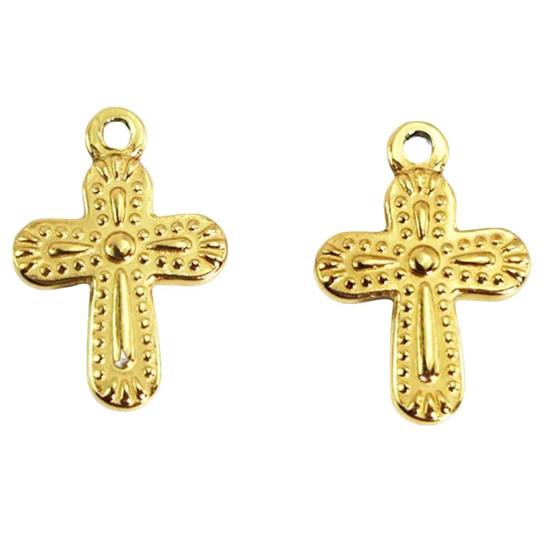 2Pcs Stainless Steel Cross Charms Pendant for DIY Jewelry Making