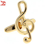 2Pcs Golden Music Note Cuff Links Tie Clip Set