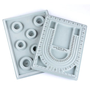 2Pcs Gray Flock Beads Tray Boards Kit DIY Beading Bracelet Tools Jewelry Storage