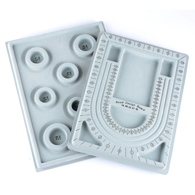 2Pcs Gray Flock Beads Tray Boards Kit DIY Beading Bracelet Tools Jewelry Storage