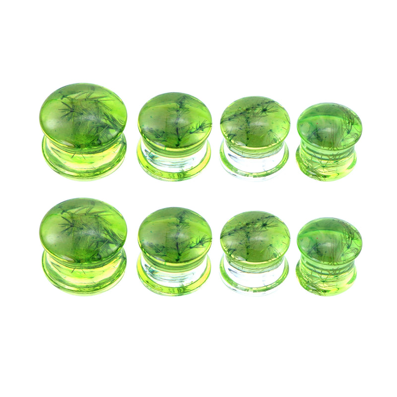 2Pcs Green Resin Ear Gauges Acrylic Ear Plugs Tunnels Earrings Piercing