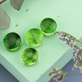 2Pcs Green Resin Ear Gauges Acrylic Ear Plugs Tunnels Earrings Piercing