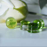 2Pcs Green Resin Ear Gauges Acrylic Ear Plugs Tunnels Earrings Piercing