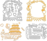 2Pcs Happy Birthday Cake Metal Cutting Dies for Scrapbook Cards Making