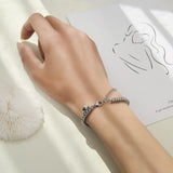 2Pcs Heart Magnet Bracelet Stainless Steel Cuban Chain Couple Heart Charm