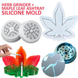 Herb Grinder & Maple Leaf Ashtray Silicone Mold Epoxy Resin Casting Tool