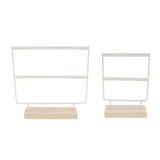Metal Earring Holder Organizer with Wooden Base