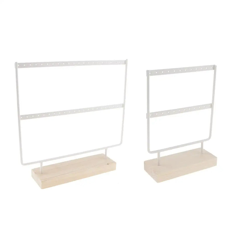 Metal Earring Holder Organizer with Wooden Base