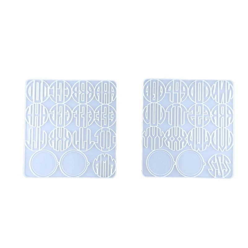 2Pcs Name Resin Silicone Keychain Molds Round Epoxy Mold with Hole