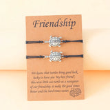 2Pcs Little Turtle Braided Bracelets with Card for Women Jewelry