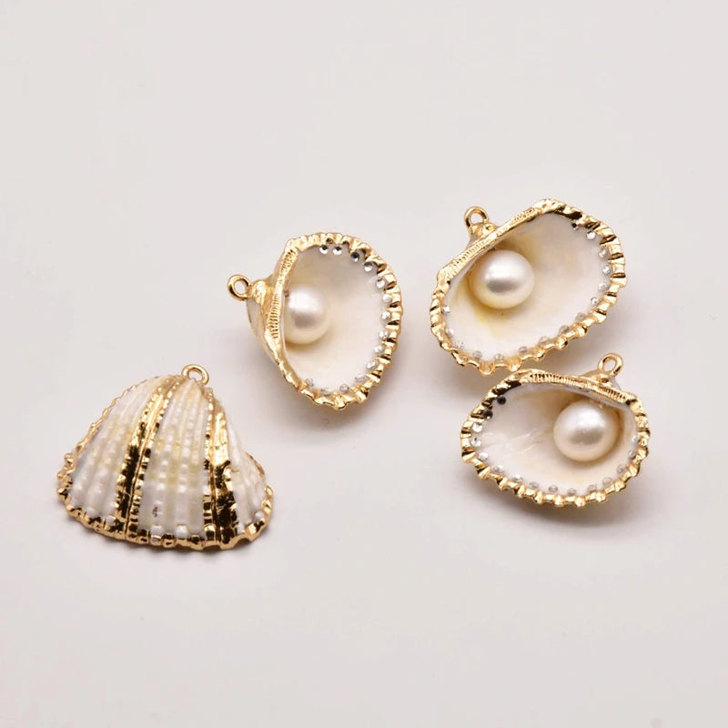 2Pcs Natural Shell Shaped Large Pearl Freshwater Pearl For DIY Jewelry JA0095