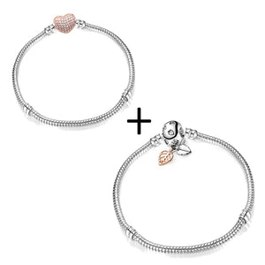 2Pcs/Lot High Crystal Leaf Shape Clasp Snake Chain Bracelet for Women
