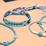 2Pcs Bohemian Beads Anklet Set Women Macrame Bracelet Leg Foot Chain Strap