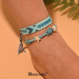 2Pcs Bohemian Beads Anklet Set Women Macrame Bracelet Leg Foot Chain Strap