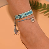 2Pcs Bohemian Beads Anklet Set Women Macrame Bracelet Leg Foot Chain Strap