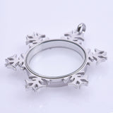 2Pcs/Lot Christmas Snowflake Glass Memory Medaillon Floating Locket Pendant