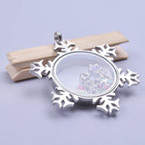 2Pcs/Lot Christmas Snowflake Glass Memory Medaillon Floating Locket Pendant