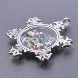 2Pcs/Lot Christmas Snowflake Glass Memory Medaillon Floating Locket Pendant