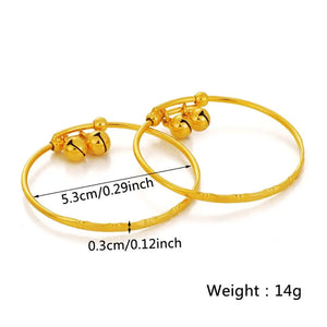 2Pcs Dubai Bamboo Bracelet for Baby Girl Boy Charm Bracelet Bell Child
