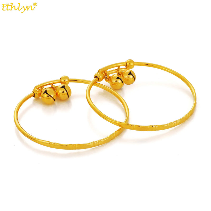 2Pcs Dubai Bamboo Bracelet for Baby Girl Boy Charm Bracelet Bell Child