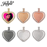 2Pcs Heart Pendant Base Rhinestone Charms, 30mm Double-Sided Blank Tray