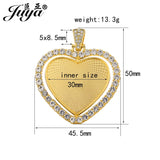 2Pcs Heart Pendant Base Rhinestone Charms, 30mm Double-Sided Blank Tray