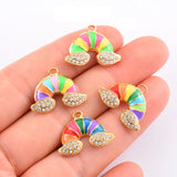 2Pcs Stainless Steel Enamel Rainbow Charm DIY Jewelry Making