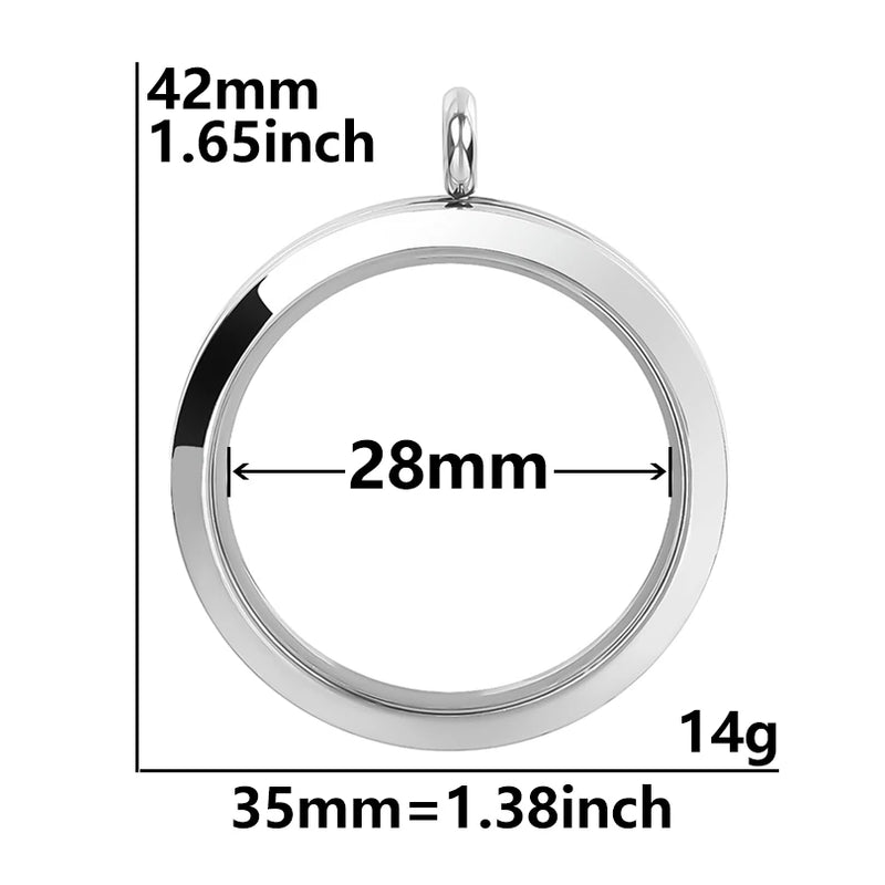 2Pcs Stainless Steel Memory Floating Photo Locket Charms Pendant