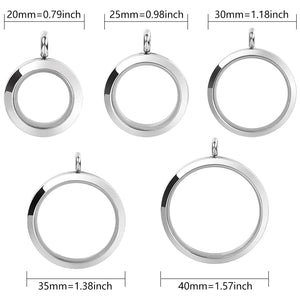 2Pcs Stainless Steel Memory Floating Photo Locket Charms Pendant
