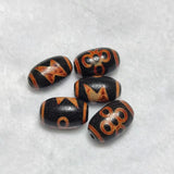 Tibetan Lightning 5 Eyes Totem Fire Offering Sample Agate Dzi Beads