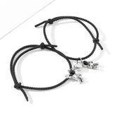 2Pcs Magnetic Couple Bracelets with Spaceman Pendant Charm Gift