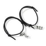 2Pcs Magnetic Couple Bracelets with Spaceman Pendant Charm Gift