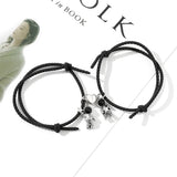 2Pcs Magnetic Couple Bracelets with Spaceman Pendant Charm Gift