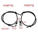 2Pcs Magnetic Couple Bracelets with Spaceman Pendant Charm Gift