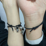 2Pcs Magnetic Couple Bracelets with Spaceman Pendant Charm Gift