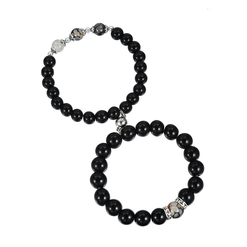 2Pcs Magnetic Couple Bracelets Natural Stone Beads Bracelet Set
