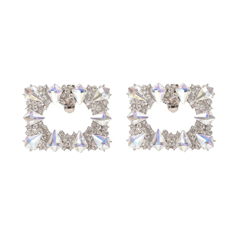 2Pcs Metal Shoe Square Clamp Women Crystal Shoe Clip Decoration