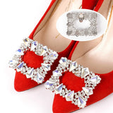 2Pcs Metal Shoe Square Clamp Women Crystal Shoe Clip Decoration