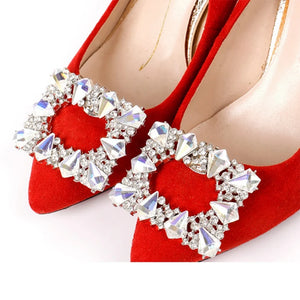 2Pcs Metal Shoe Square Clamp Women Crystal Shoe Clip Decoration