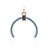 2Pcs Micro Pave CZ Turquoises Crescent Moon Charms For Necklace Jewelry Making