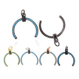 2Pcs Micro Pave CZ Turquoises Crescent Moon Charms For Necklace Jewelry Making