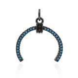2Pcs Micro Pave CZ Turquoises Crescent Moon Charms For Necklace Jewelry Making