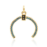 2Pcs Micro Pave CZ Turquoises Crescent Moon Charms For Necklace Jewelry Making