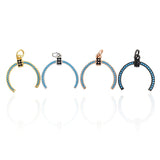 2Pcs Micro Pave CZ Turquoises Crescent Moon Charms For Necklace Jewelry Making