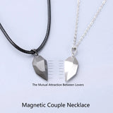 2Pcs Friendship Heart Pendant Couple Magnetic Distance Heart Necklace