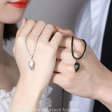 2Pcs Friendship Heart Pendant Couple Magnetic Distance Heart Necklace
