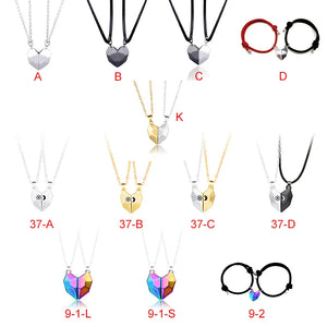 2Pcs Friendship Heart Pendant Couple Magnetic Distance Heart Necklace